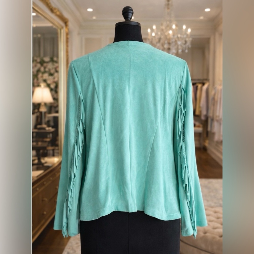 Colleen Lopez Aqua Draped Jacket - Picture 2 of 3
